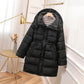 Women's Down Jacket Mid-length Thick Hooded Drawstring Waist Thinner Jacket