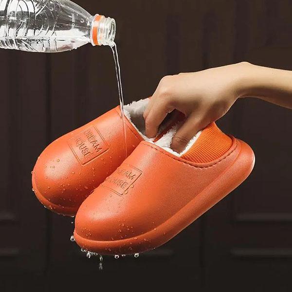 Women's Cotton Slippers In Autumn and Winter Thick Bottom Anti-skid Waterproof Household Indoor Solid Color Warm Wrap Heel Slippers