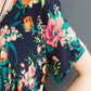 Oversized Retro Women's Cotton Loose Short-sleeved Floral Dress Loose Pleated Kaftan Robe