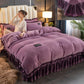4pcs/set Korean Version of High-grade Milk Velvet Bed Linen Thickened Plus Velvet Warmth Pure Color Quilt Cover Large Bedding