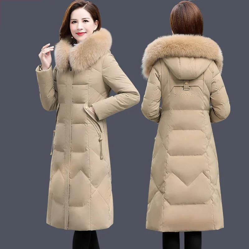 Women's Down Cotton Jacket Winter Long Section Over The Knee Thick Slim Slimming Coat Women