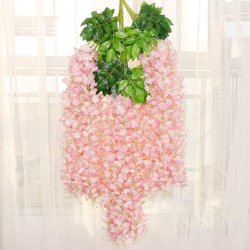 Artificial Wisteria Flower Bean Flower String Violet Plastic Silk Flower Decoration Vine Plant Flower Wedding Fake Flower Rattan