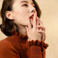 Half Turtleneck Sweater Lotus Leaf Collar Lace Sleeves Bottoming Slim Pullover Sweater