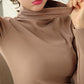 Fashion Women's Pullover Winter High Neck Women's Bottoming Shirt Long-sleeved Solid Color Slim Women's Cotton Top