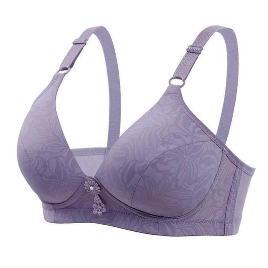 Gathering Anti-sagging Thin Section Simple Rear Three-row Buckle Large Size Bra No Steel Ring Sports Beauty Back Sensitive Surface Breathable Bra