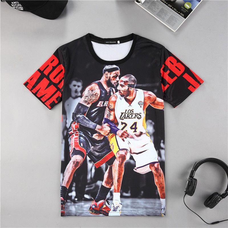 Large size basketball clothes men's summer 3D printing short-sleeved T-shirt men's star T-sleeves