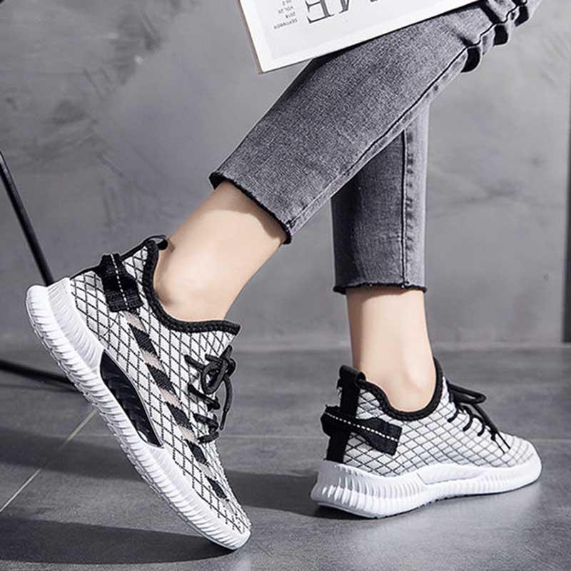 Plus Size 35-40 Summer Women Sneakers Students Knitting Breathable Running Basketball Shoes Shockproof Non-slip Pink Shoes