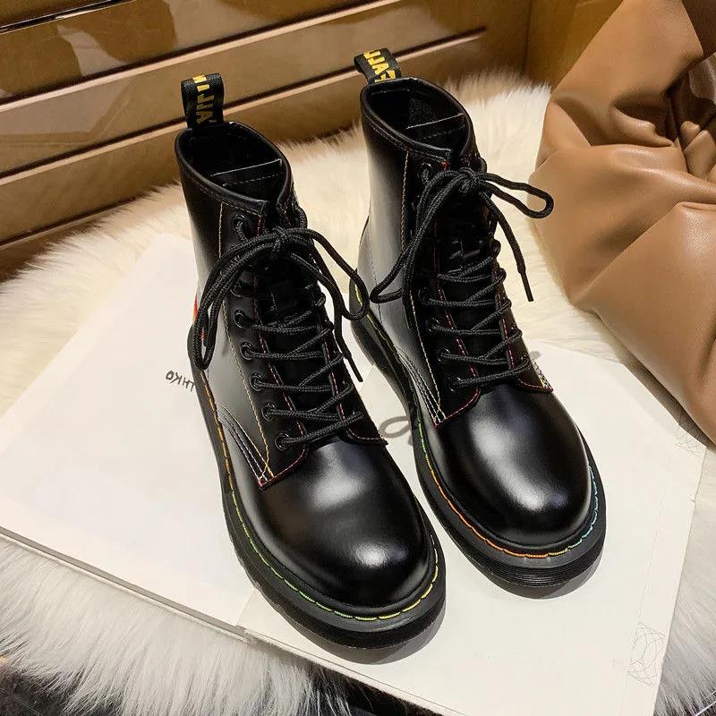 Martin Boots Women British Style Autumn and Winter Black Single Boots Wild Thick-soled Motorcycle Short Boots Women