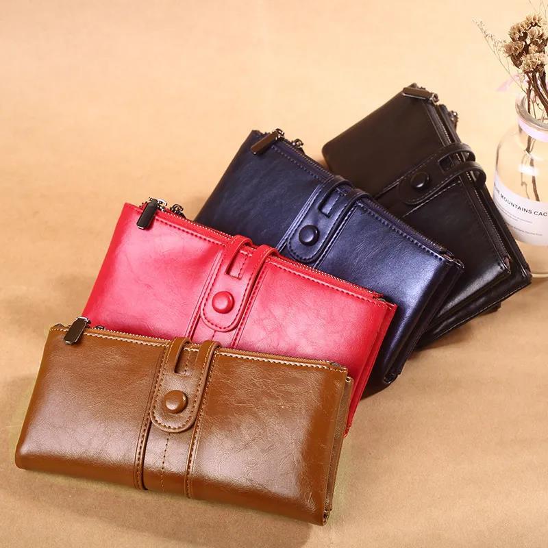 Multi-Layer Clutches Leather Bag Portable PU Leather Large Capacity Soft Surface Wallets with Coin Pocket Zipper Purse Unisex