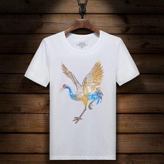 England Tshirt Man Print Short Sleeve T-shirt Men's fashion Summer Rhinestone eagle Bottom T Shirts