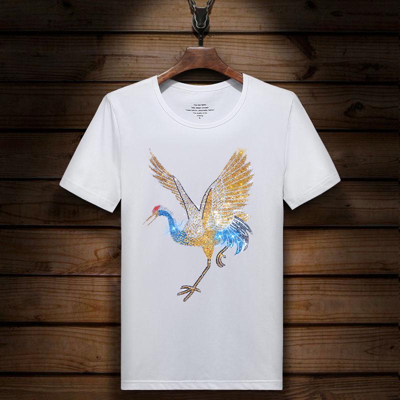 England Tshirt Man Print Short Sleeve T-shirt Men's fashion Summer Rhinestone eagle Bottom T Shirts