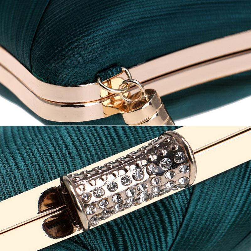 Pleated Satin Women's Clutch Bag Shoulder Bag Ladies Elegance Luxury Wedding Evening Banquet Rhinestones Tassel
