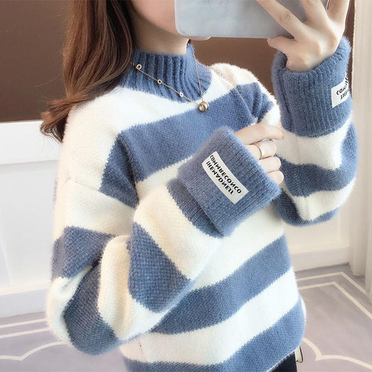 Long sleeve high collar sweater Knitting Sweater Women's Autumn and winter Bottoming shirt Wild