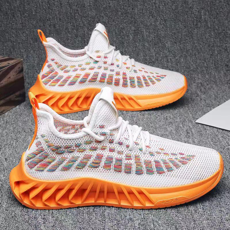 Spring Summer Men's Shoes Sports Casual Shoes Korean Version Deodorant Breathable Thin Mesh Flying Knit Shoes Coconut Shoes