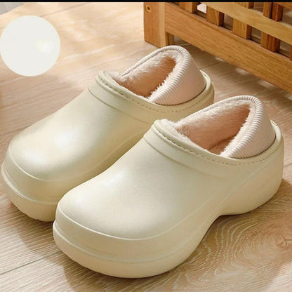 Waterproof Cotton Slippers Women's Winter Thick Bottom Shoes Non-slip All-inclusive heel slippers