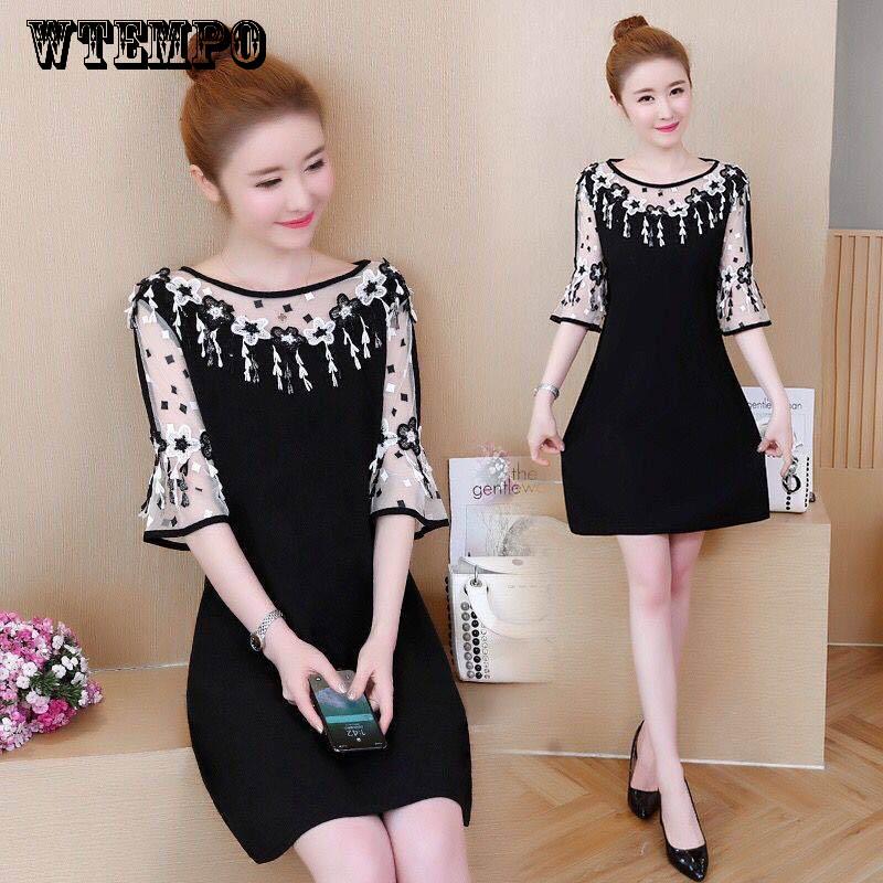 Slim Midi Dress Lace Loose Style