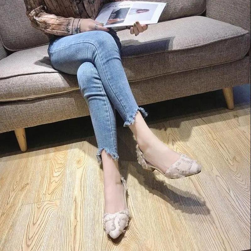 Flat Shallow Shallow Shoes Women Low-heeled Tassel Pointed Toe Shoes Low-heeled Ladies Casual Shoes Work Professional Shoes