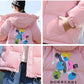 Girls' Winter Warm Down Jacket Glossy Disposable Cotton Clothes Short Padded Windproof Hooded Jacket