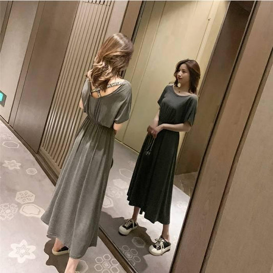 Women Lengthen Summer Light Long Sleeve Modal Cute Soft Casual Home Clothing Friends Party Dress