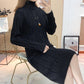 Casual Knitted Dress Women Autumn Long Sleeve Solid Sweater Dress Winter Ladies Bottom Dress