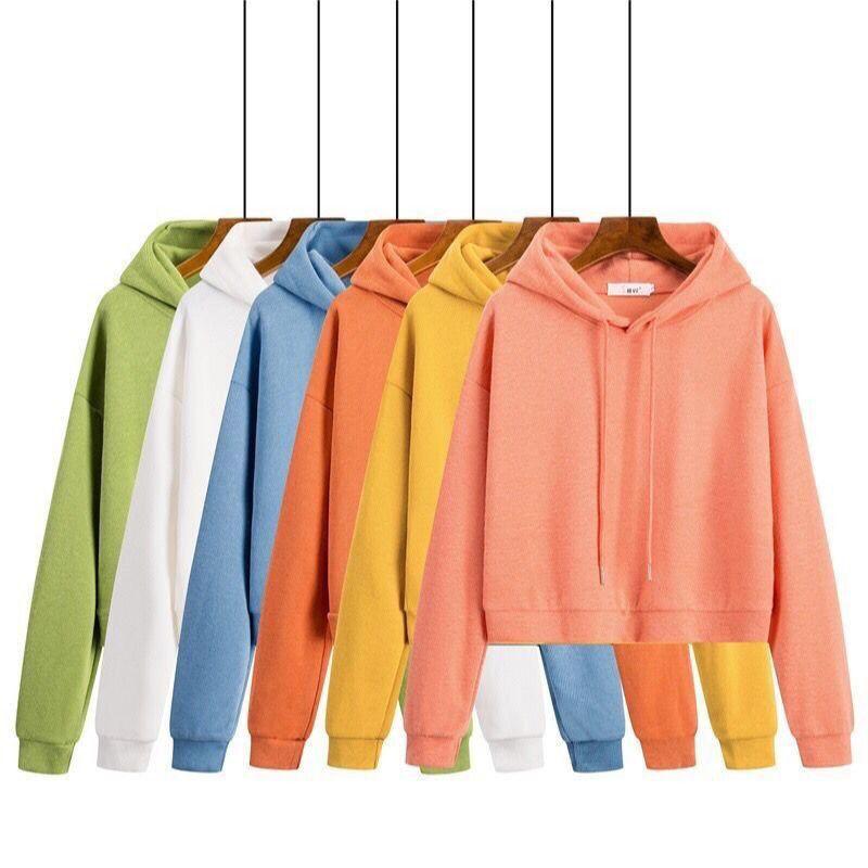 Loose Oversize Hoodies Woman Sweatshirt  Female Hoodies Short Sweat-shirts