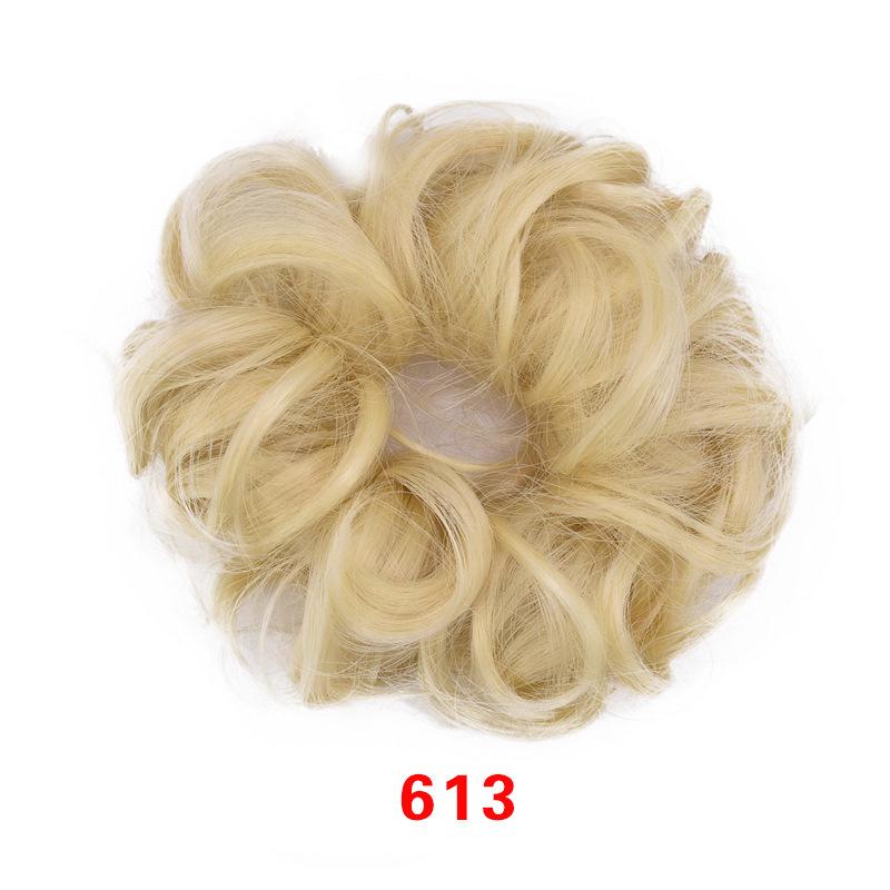 Girls Curly Scrunchie Chignon Rubber Band Multicolor Synthetic Hair Ring Wrap on Messy Bun Ponytails