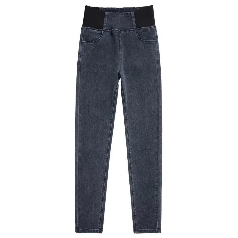 Women's High Waist Jeans Autumn Plus Size Ladies Slim Fit and Thin Elastic Waist Tunic Long Pants Pencil Pants Girl's Trousers