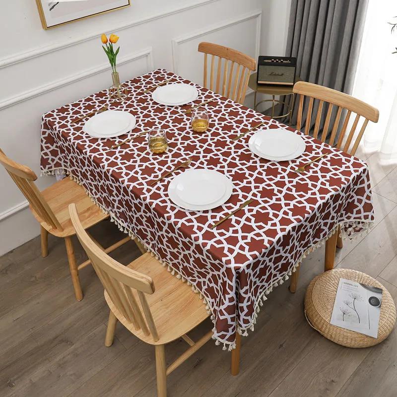 Household Plaid Tablecloth Pastoral Style Rectangular Tablecloth Round Table Cloth
