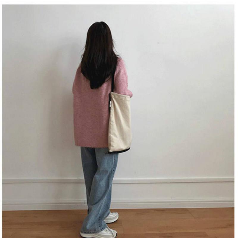 Pofulove Autumn Winter Korean Lazy Sweater Women Loose V-neck Pullover Long Sleeved Sweater
