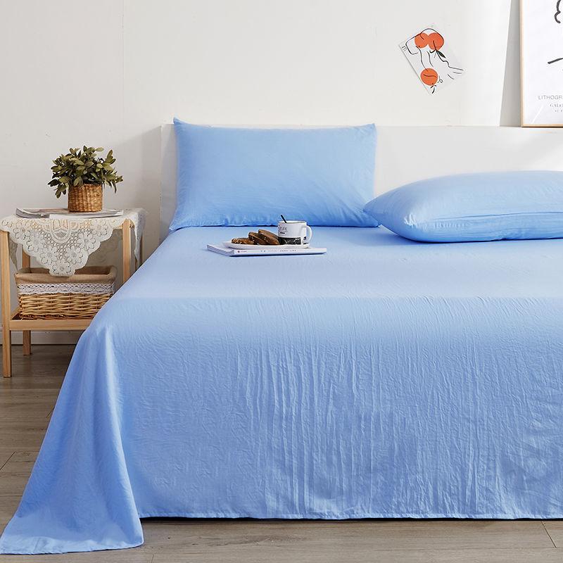 Super Soft Washed Cotton Solid Color Bed Linen Single-piece Plus Size Simple Bed Cover Four Seasons Universal Bedding