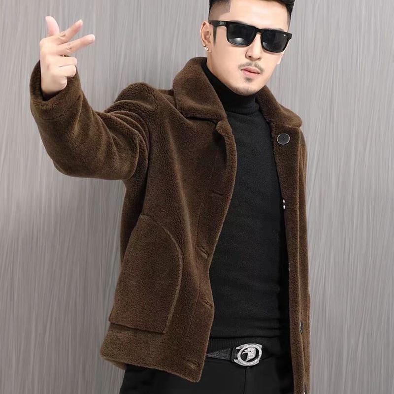 Men's Winter Fur Coat Fur Coat Imitation Lamb Hair Short Leather Sheep Shearing Coat Thick Jacket