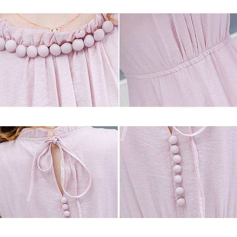 Womens Dress Summer Solid Color Pleated Chiffon Sleeveless Elasticated Belted Party Dress Womens