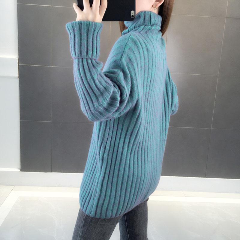 Sweater Women's Turtleneck Knitwear Pullover Loose Korean Version Pure Color Ladies Trending Sweater Autumn and Winter Top