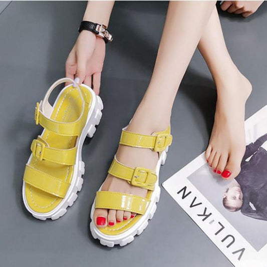 Sandals Women's Summer Fashion Outer Wear Students All-match Thick-soled Heightening Sports Flat-soled Beach Shoes Women