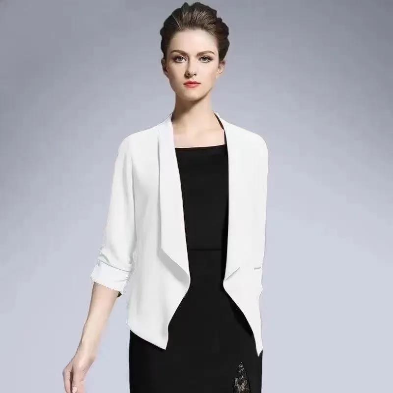 Chiffon Sun Protection Cardigan Thin Shawl Short Coat Ladies Loose Long Sleeve Jacket Lightweight Breathable Top