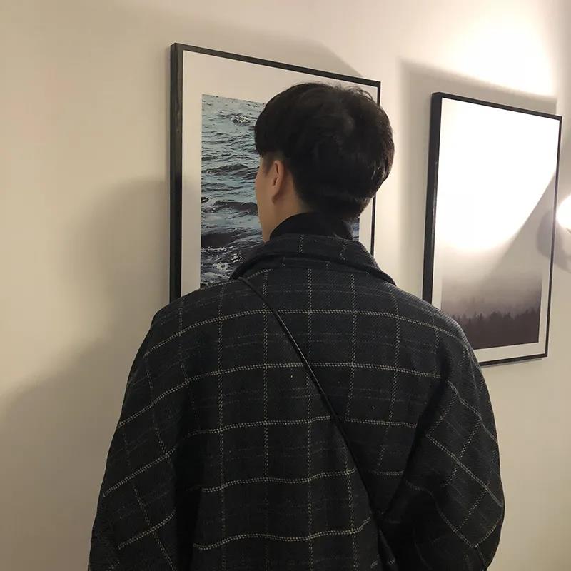 Plaid Jacket Men's Autumn and Winter Thick Loose Cotton-padded Jacket Youth Trend Retro Jacket