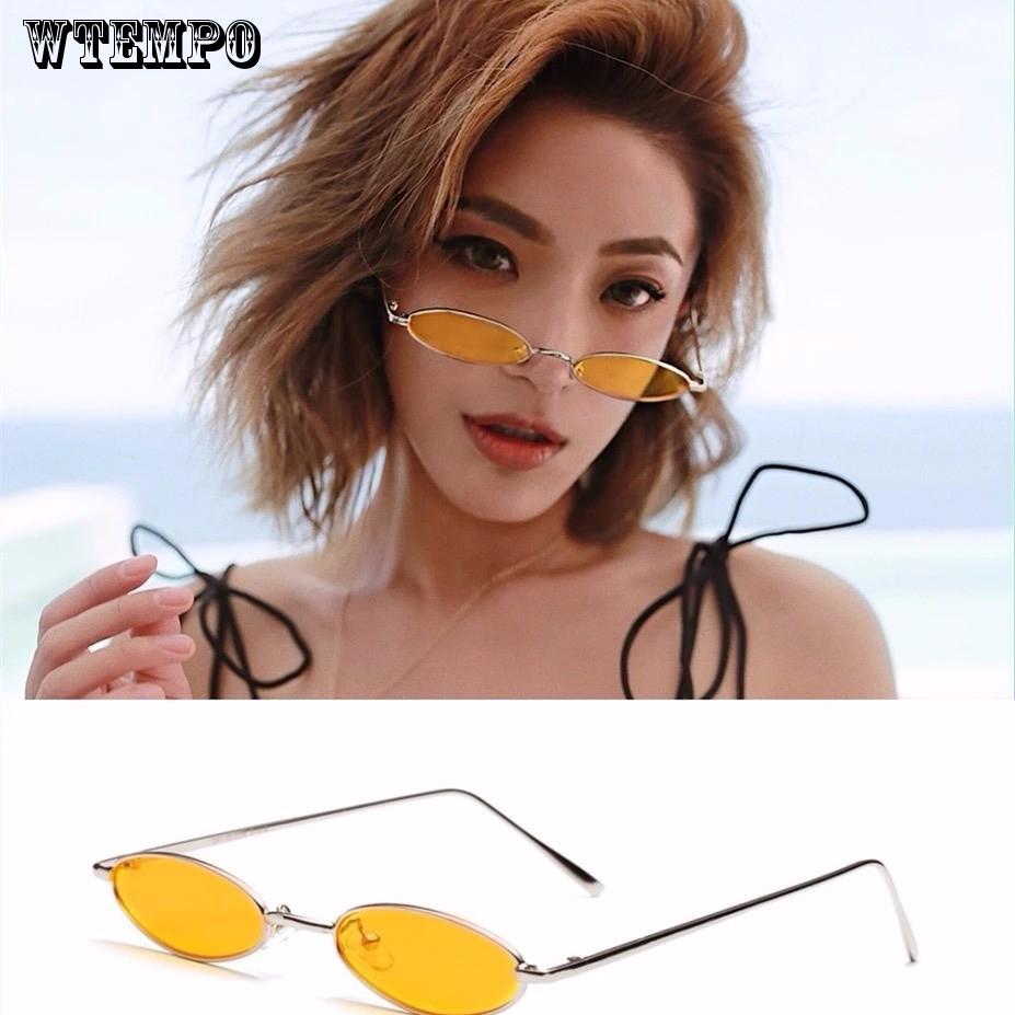WTEMPO Retro Harajuku Elliptical Sunglasses Women Red Sunglasses Europe Small Box Ins Glasses