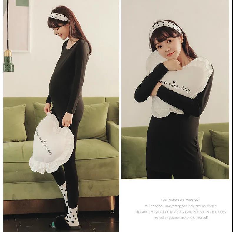 Maternity Suit Two-piece Autumn and Winter Clothes Derong Qiuyi Long Trousers Primer Thermal Underwear Winter Pajamas Maternity Suit