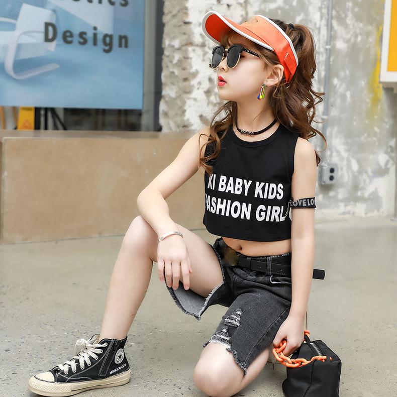 Summer Kids Cute Printing Letter Vest Sleeveless Tops Korean Style O-neck Loose Vest for Children Girls