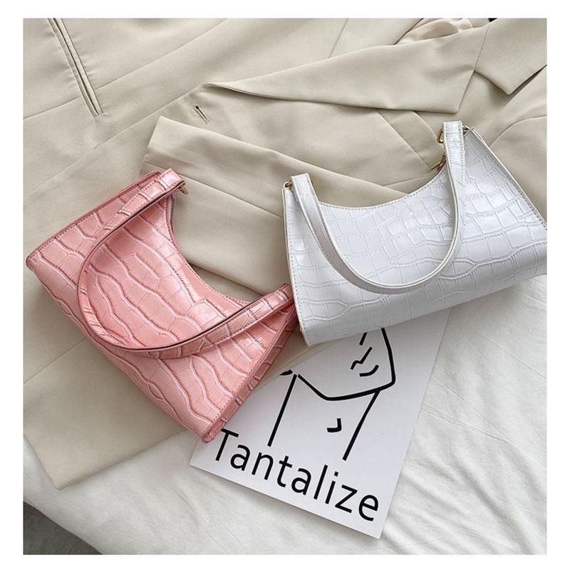 Exquisite Shopping Bag Niche Underarm Bag Women Retro Casual Women's Shoulder Bag Crocodile Grain Leather Solid Color Women's Chain Handbag