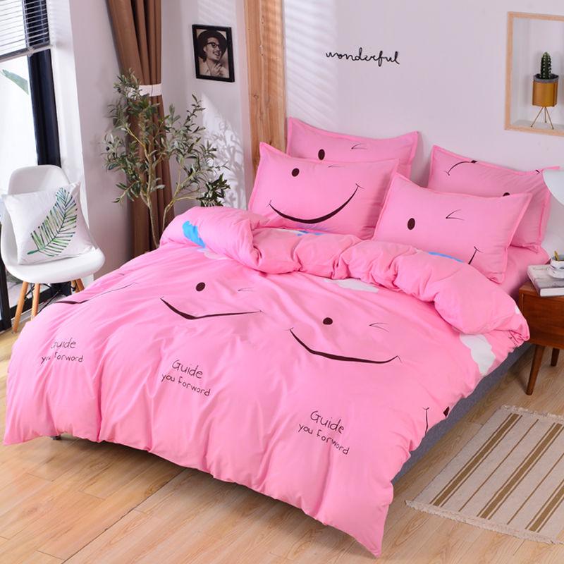 Net Celebrity Four-piece Bedding Cartoon Bed Linen Quilt Sanding Three-piece Student Bedding