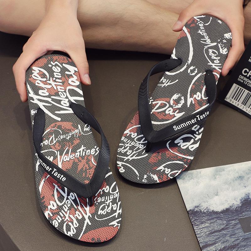 Summer Men Slippers Outdoor Non-slip Flat Sole Male Flip-flop Light Weight Basic Sandals Frbaic Lace Soft Men Shoes