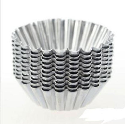 10/20/30/50pcs/set 7cm Reusable Tinplate Flower Cake Egg Tart Mold Kitchen Tools Baking Mould (Color: Silver)