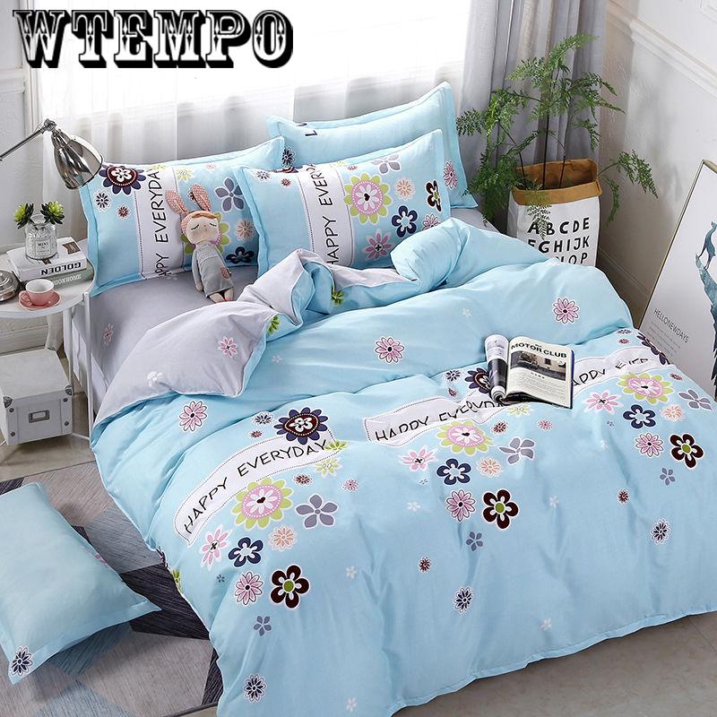 Four-piece Comfort Cotton Printed Quilt Cover  Bedroom Bedding Household Items Set Red Queen Size Stripe Bed Sheet