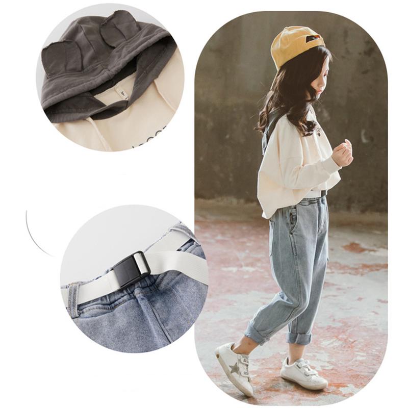 Fashion Children's Clothing Girls Pullover Hooded Sweater Jeans Two-piece Casual Spring and Autumn Loose Sports Suit