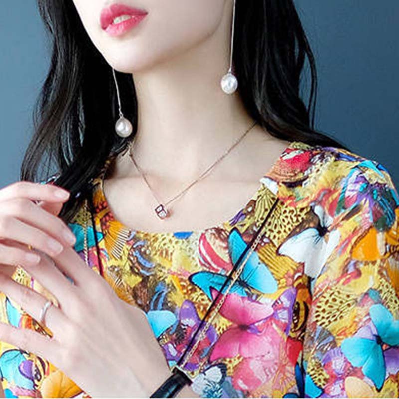 Spring and Autumn Mother Long-sleeved T-shirt Women's Floral Loose Top Bottoming Shirt Women
