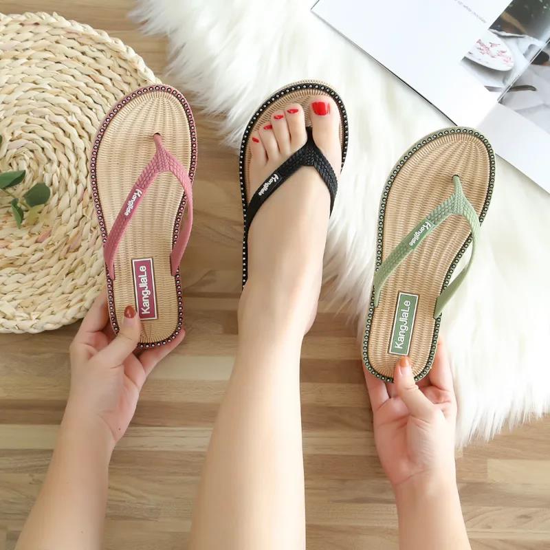 Slippers Women's Outer Wear Sandals Flip Flops Summer Casual Fashion Flat Feet Flat Heels Non-slip One Size Smaller