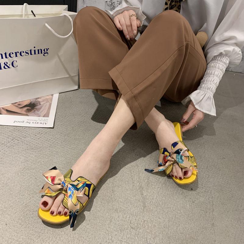 Slippers Women's Outer Wear Summer Tow Bowknot Student Sandals Women's Fashion Casual Wild Women