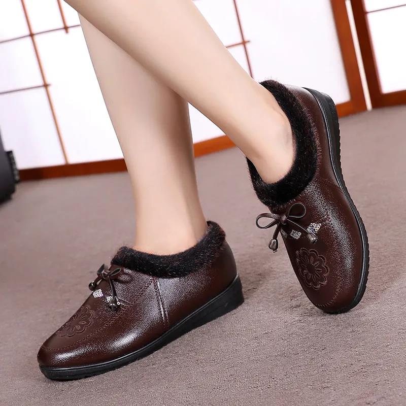 Women's Winter Cotton Shoes Plus Velvet Thick Warm Shoes Soft Bottom Non-slip Mother Shoes