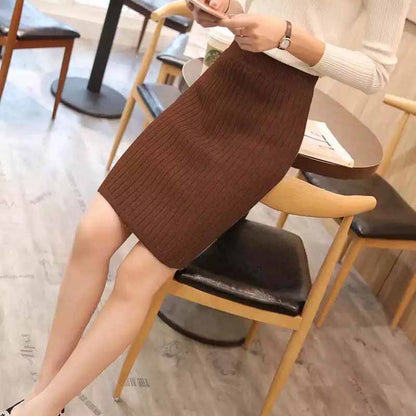 Short Knit Skirt Thread Back Slit Knit Skirt Winter Korean Style High Waist Bag Hip Skirt Female Wool Short Skirt One-step Skirt